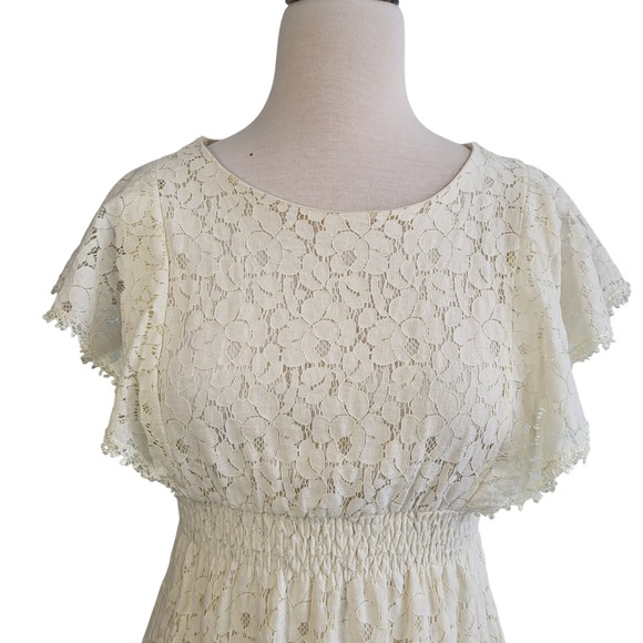White Lace Mini Dress Spring Rush Coquette Cottagecore Size Small Cream Tone - Picture 4 of 14